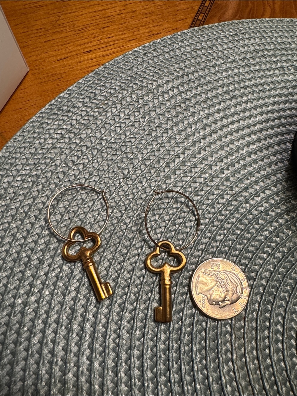 Anne Klein Gold Key Hoop Earrings